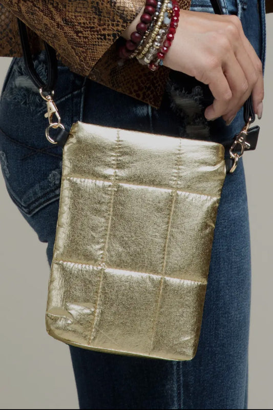 Gold Metallic Bubble Crossbody Bag